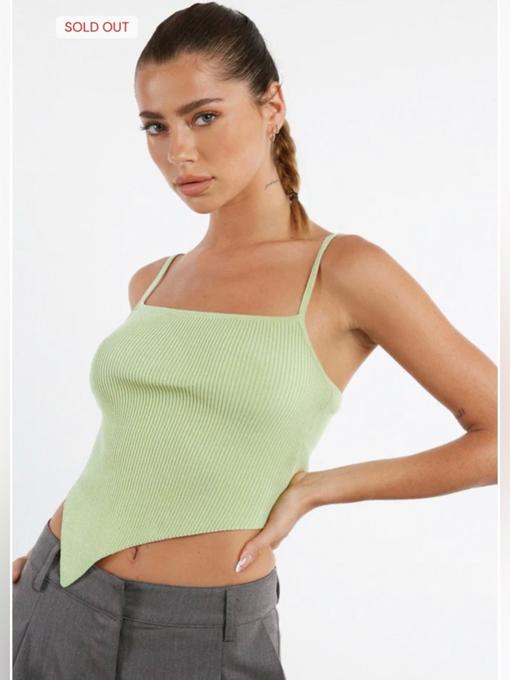 Motel Rocks Suhari Top In Rib Knit Pastel Lime NWT SIZE XXL